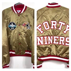 RARE Vintage 49ers Helmet ChalkLine Gold jacket XL 1982 Superbowl Patch